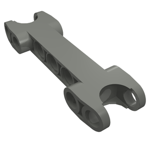 Gray LEGO Technic Axle and Pin Connector 2 x 7 with 2 Ball Joint Sockets and rounded ends.