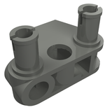 Dark gray LEGO Bionicle Rhotuka Connector Block 1x3x2 with two upward pin connectors and one axle hole.