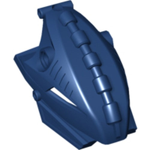 Dark blue LEGO Bionicle Toa Hordika Nokama head piece, with ribbed and vented details.