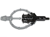 LEGO Bionicle Hordika Beast Summoner weapon. Black handle connected to a pearl light gray flexible, ribbed tube and pointed tip.