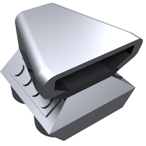 Light gray LEGO 50943 Vehicle, Air Scoop Engine Top 2x2. Features a curved scoop and studded base.