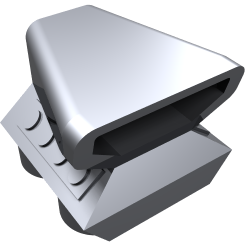 Light gray LEGO 50943 Vehicle, Air Scoop Engine Top 2x2. Features a curved scoop and studded base.