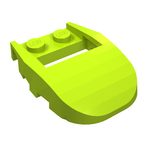 Lime green LEGO Wedge 4 x 3 Cut Back with Cutout, 2 Studs, featuring two studs on top.