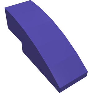 Dark purple LEGO 50950 Slope, Curved 3 x 1 element, angled view showing its curved top surface and flat base.