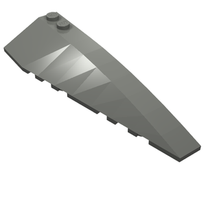 Dark gray LEGO Wedge 10 x 3 Right (part 50956) with two studs and a faceted surface.