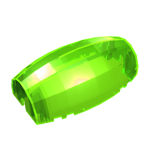 Translucent bright green LEGO 50986 Windscreen 10 x 6 x 3 Bubble Canopy Double Tapered.