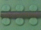 A dark reddish-brown LEGO pneumatic hose (4mm D, 3L / 2.4cm) laid horizontally between two rows of three light green LEGO studs.