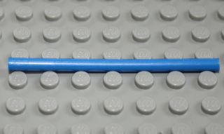 Blue LEGO 5102c07 pneumatic hose, 4mm D, 7L / 5.6cm, on a grey LEGO baseplate.