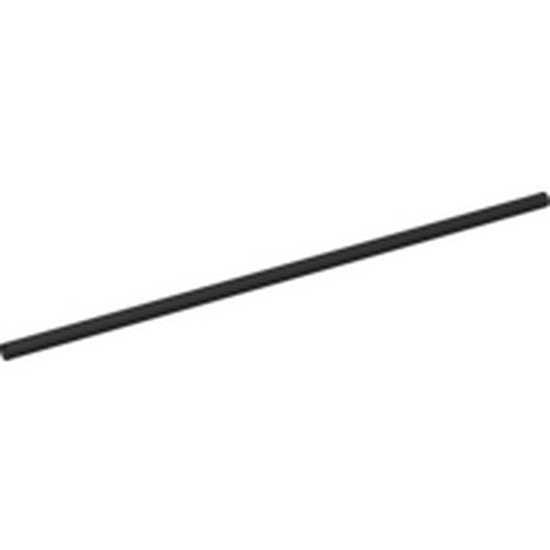 Black LEGO pneumatic hose, 4mm diameter, 20L (16.0cm) long, lying diagonally on a white background.