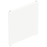 A clear, rectangular LEGO 1x3x3 window pane with attachment points visible at each corner.