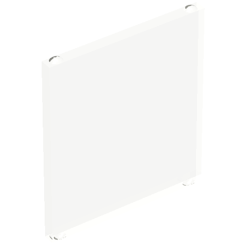 A clear, rectangular LEGO 1x3x3 window pane with attachment points visible at each corner.