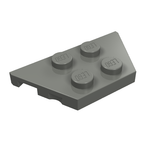 Gray LEGO Wedge, Plate 2 x 4 brick, part 51739, with four studs on top, against a white background.