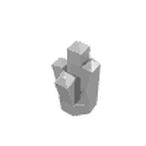 LEGO 52 - Rock 1 x 1 Crystal 5 Point, a grey brick with a cluster of five pointed crystal-like protrusions.