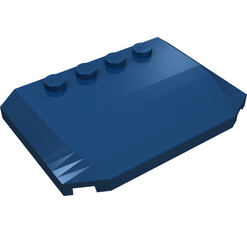 Dark blue LEGO 52031 Wedge 4 x 6 x 2/3 Triple Curved plate with four studs and angled front edge.