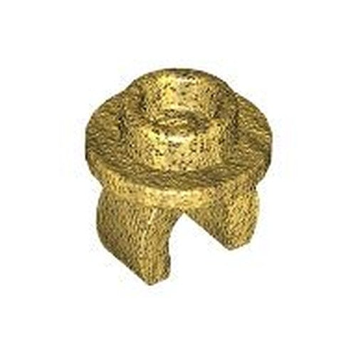 Textured gold LEGO 5264 Round 1x1 Plate with Clip on Bottom.