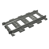 A single gray LEGO 53401 straight train track segment, featuring studs and open rectangular sections for RC trains.