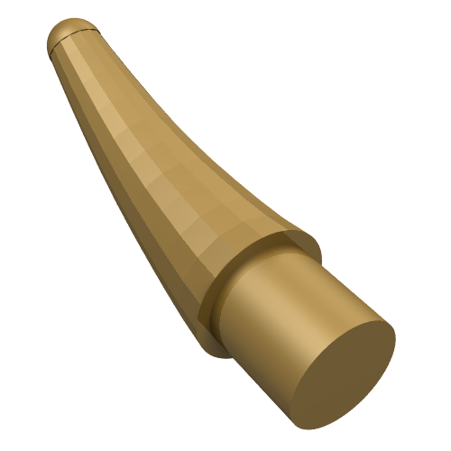 3D render of a small, curved, faceted LEGO barb, claw, horn, or tooth piece in dark tan, with a cylindrical base.