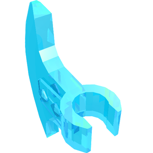 Transparent light blue LEGO minifigure weapon axe head with a clip.