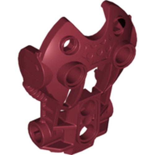 Dark red LEGO Bionicle Toa Inika Shoulder Armor with various connection points and detailed sculpting.