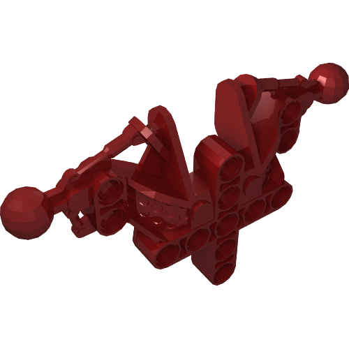 Dark red LEGO Bionicle Toa Inika upper torso / shoulders section (53545) with multiple connection points and ball joints.