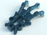 Dark blue LEGO Bionicle Piraka clawed foot part 53562pb03 with four marbled pearl light gray tipped claws.