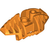 Orange LEGO Bionicle Piraka Leg Upper Section Cover, part 53566, with detailed texture, pin hole, and axle hole.