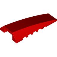 Red LEGO 5382 Wedge 8 x 4 Triple Curved No Studs part, angled view on a white background.