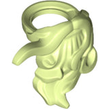 Light green LEGO minifigure long wavy beard accessory with an attachment ring at the top.