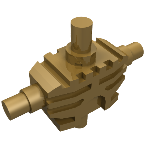 Bronze LEGO Bionicle mechanical torso armor piece (54275) with a central stud, two side axles, and textured surface.