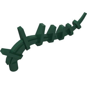 Dark green LEGO 55236 Plant Vine Seaweed / Appendage Spiked / Bionicle Spine, curved with spikes along its length.