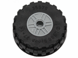 Black LEGO tire with light gray hub, showing part numbers 35578, dimensions 37x14, and LEGO GROUP text.