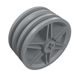 Gray LEGO Wheel 30mm D. x 14mm (56904) with triple-groove tread and star-spoke hub.