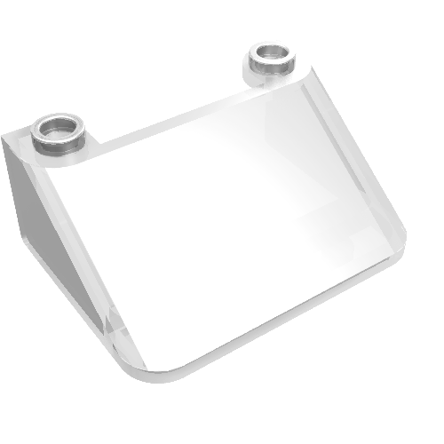 Clear transparent LEGO Windscreen 3 x 4 x 1 1/3 Large Glass Surface piece with two studs on the top edge.