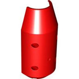 Red LEGO 57792 Vehicle Tipper Drum 3x6x10 Half, with a curved open top and visible pin holes.