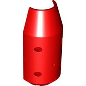 Red LEGO 57792 Vehicle Tipper Drum 3x6x10 Half, with a curved open top and visible pin holes.