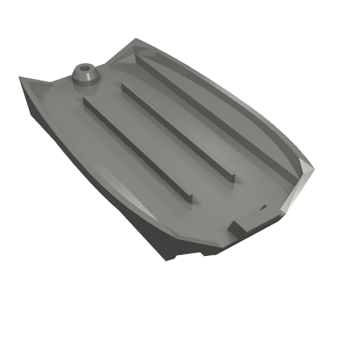 Grey LEGO 58135 Electric Power Functions 9V Remote Control Battery Compartment Cover with ridges and circular port.