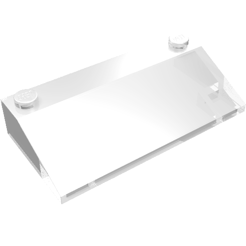 Transparent LEGO Slope 33 3 x 6 without Inner Walls (part 58181) with 'LEGO' studs.