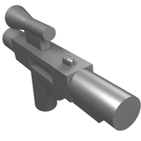 Grey LEGO 58247 Minifigure Weapon Gun, Blaster SW Standard, with a scope, rendered in 3D.