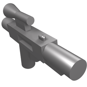 Grey LEGO 58247 Minifigure Weapon Gun, Blaster SW Standard, with a scope, rendered in 3D.