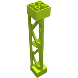 Lime green LEGO 58827 Support 2 x 2 x 10 Girder, Triangular Vertical with 3 posts and 2 sections.