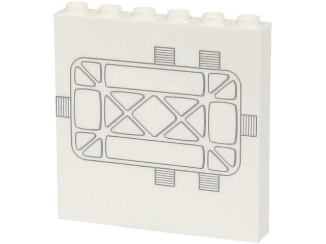 White LEGO 1x6x5 panel with Light Bluish Gray SW Tantive IV door and grille pattern print