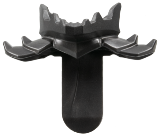 Dark grey LEGO 5985 minifigure armor shoulder pads, spiked, with dragon lower jaw design and a long back.