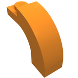 Orange LEGO Arch brick 1x3x2 with a curved top and a visible LEGO logo on the stud.