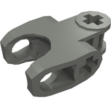 Grey LEGO Technic Axle Connector 2x3 with Ball Joint Socket, closed sides, angled forks, and closed axle holes.