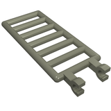 Light grey LEGO Bar 7 x 3 with 2 U Clips, commonly known as a ladder piece, shown from an angled view on a white background.