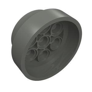 Grey LEGO Technic Wheel 60208, 31mm D. x 15mm, showing the inside with eight circular pin holes.