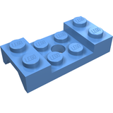 Light blue LEGO 2x4 vehicle mudguard with arched studded top and center hole.