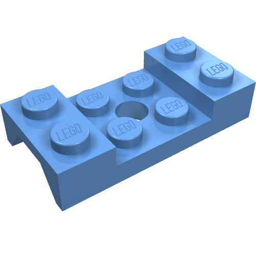 Light blue LEGO 2x4 vehicle mudguard with arched studded top and center hole.