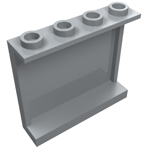 Light gray LEGO Panel 1 x 4 x 3 with side supports and hollow studs, viewed from an angle.