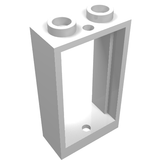 White LEGO 60593 Window 1 x 2 x 3 Flat Front brick with two studs on top and a bottom hole.